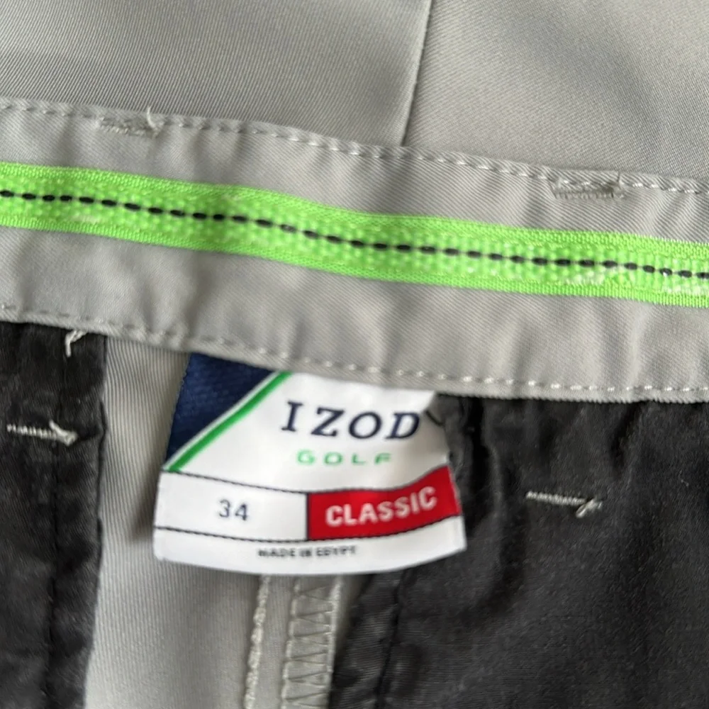 Izod Golf Shorts Men's 34x9 Gray Poly 4 Pocket Chino